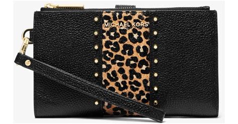 leopard print calf hair wallet